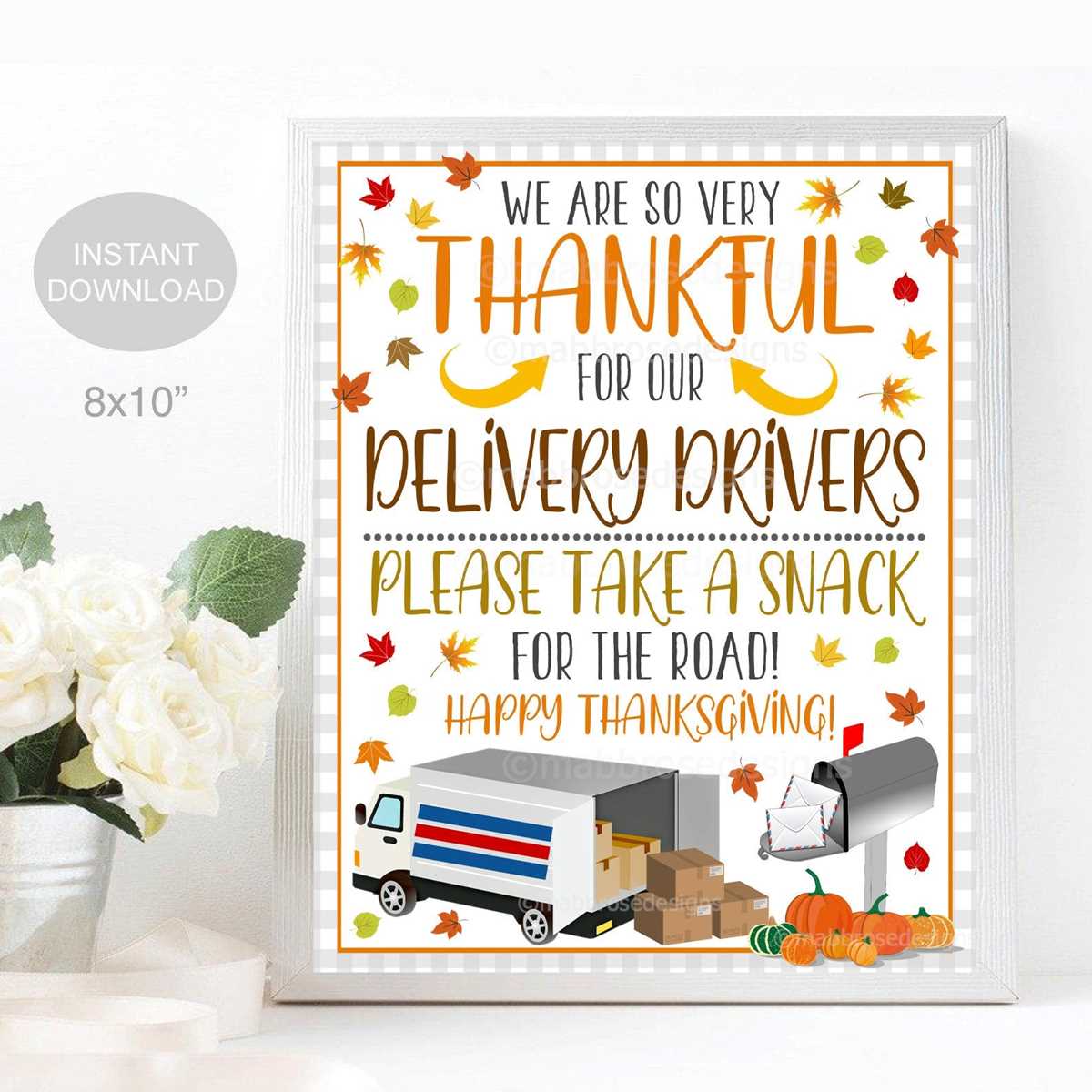 free printable delivery driver snack sign