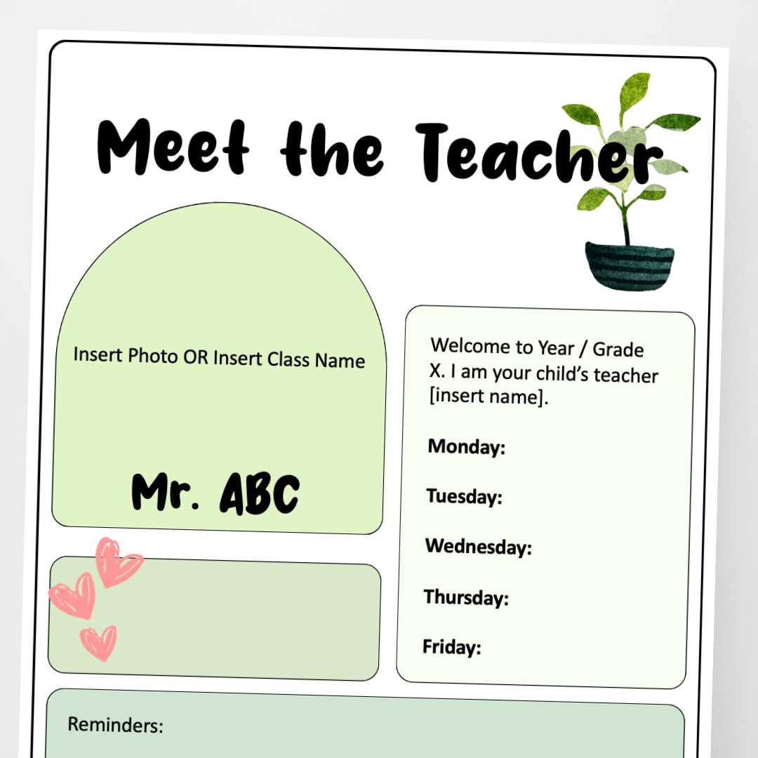 printable meet the teacher template