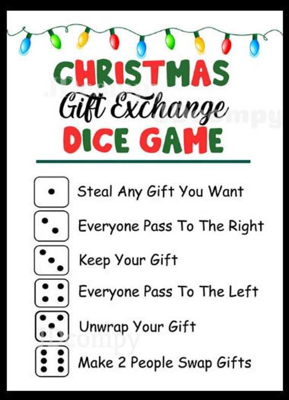white elephant gift exchange rules printable