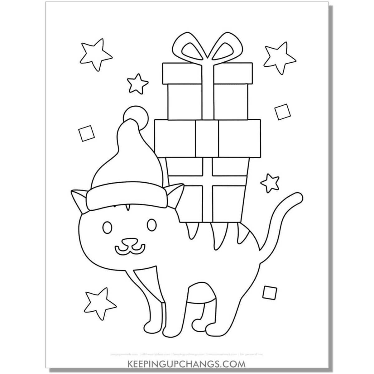 cat christmas coloring pages printable