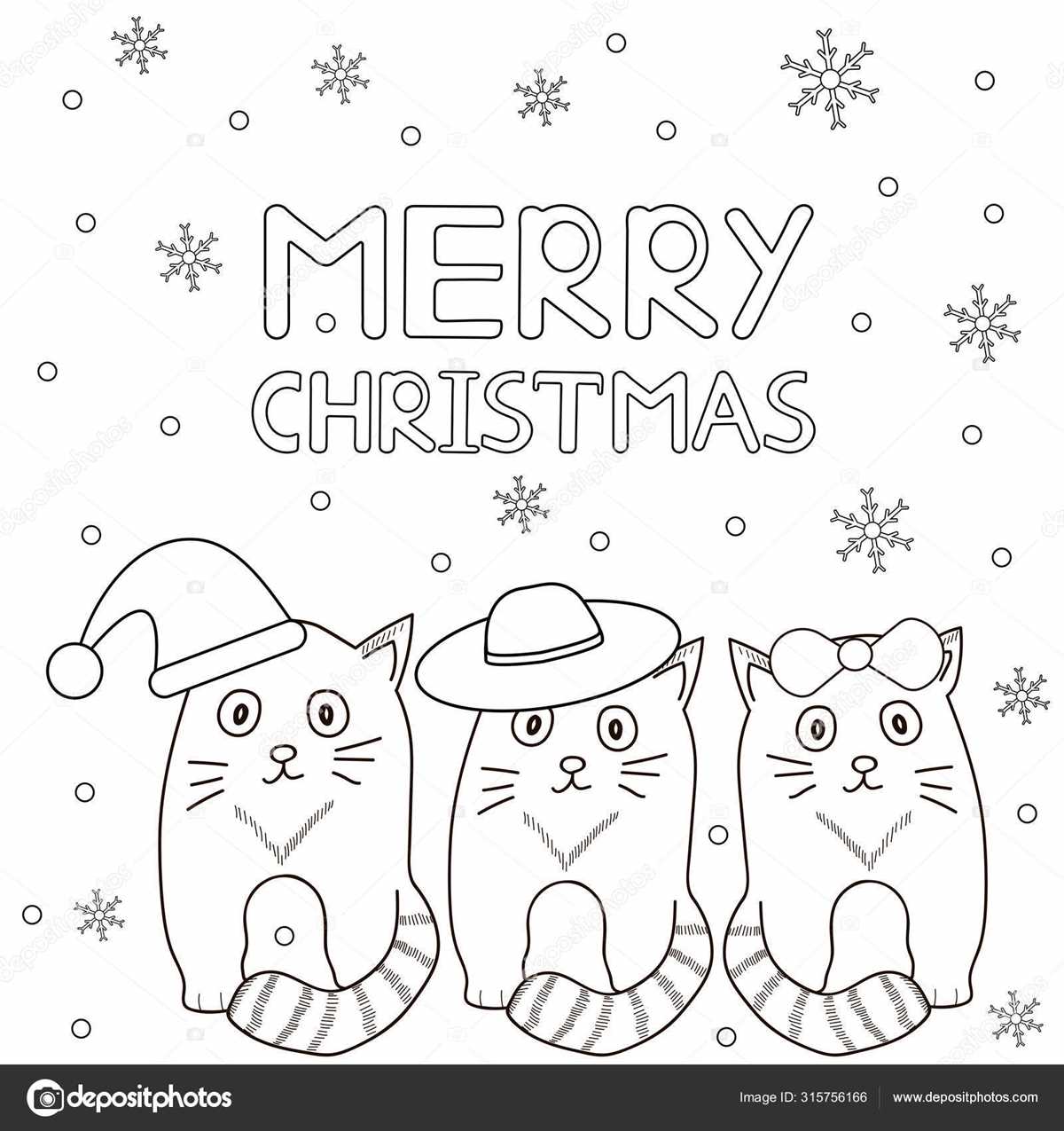 cat christmas coloring pages printable