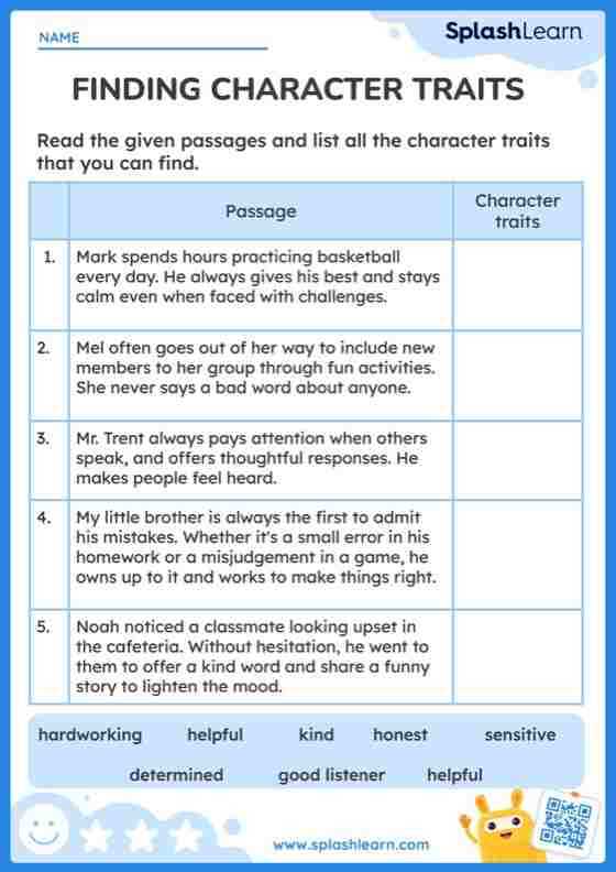 character trait list printable character trait list printable