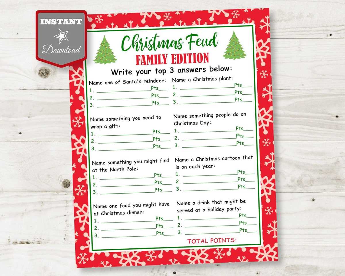 christmas family feud questions and answers printable christmas family feud questions and answers printable