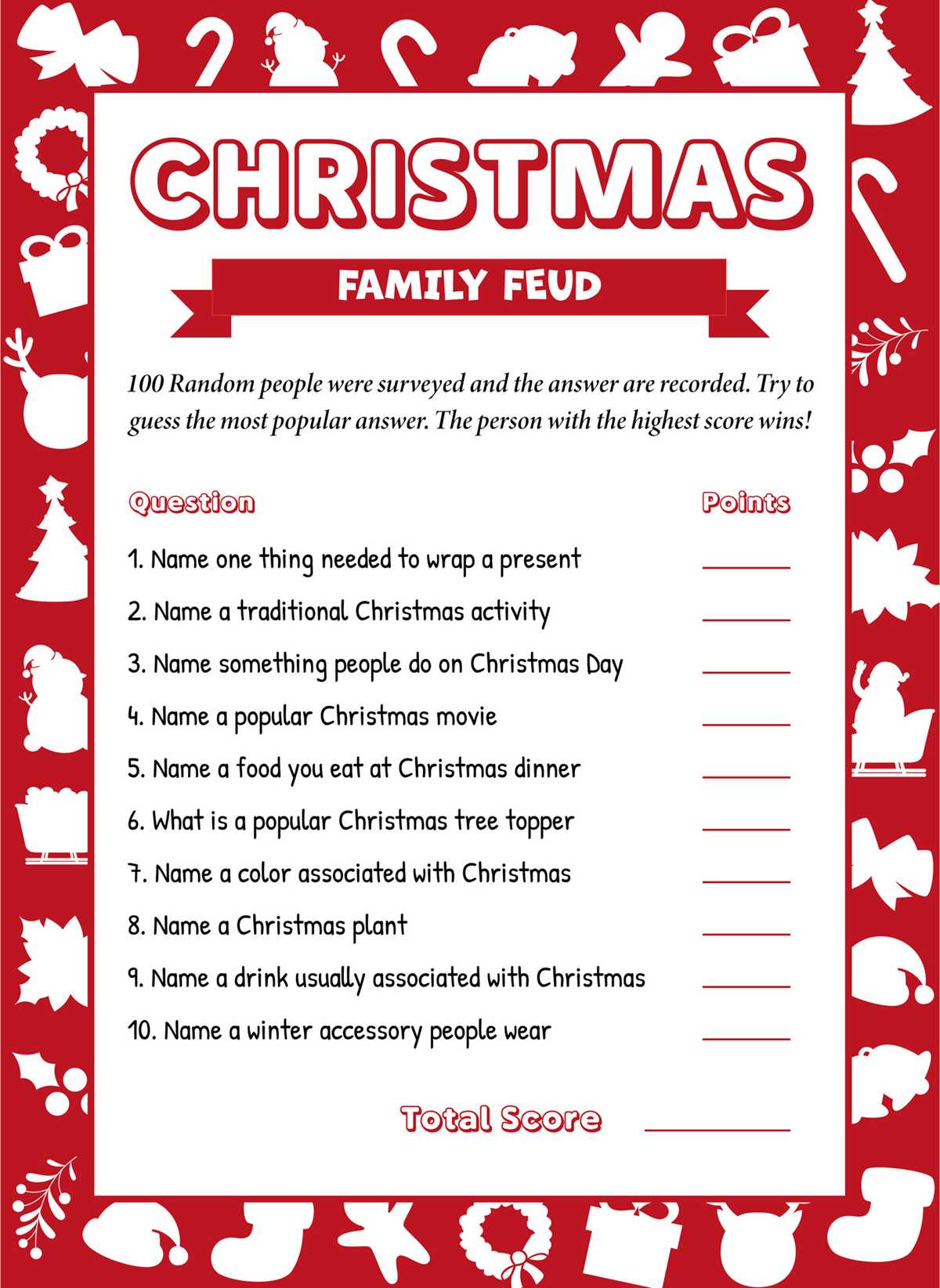 christmas family feud questions and answers printable christmas family feud questions and answers printable