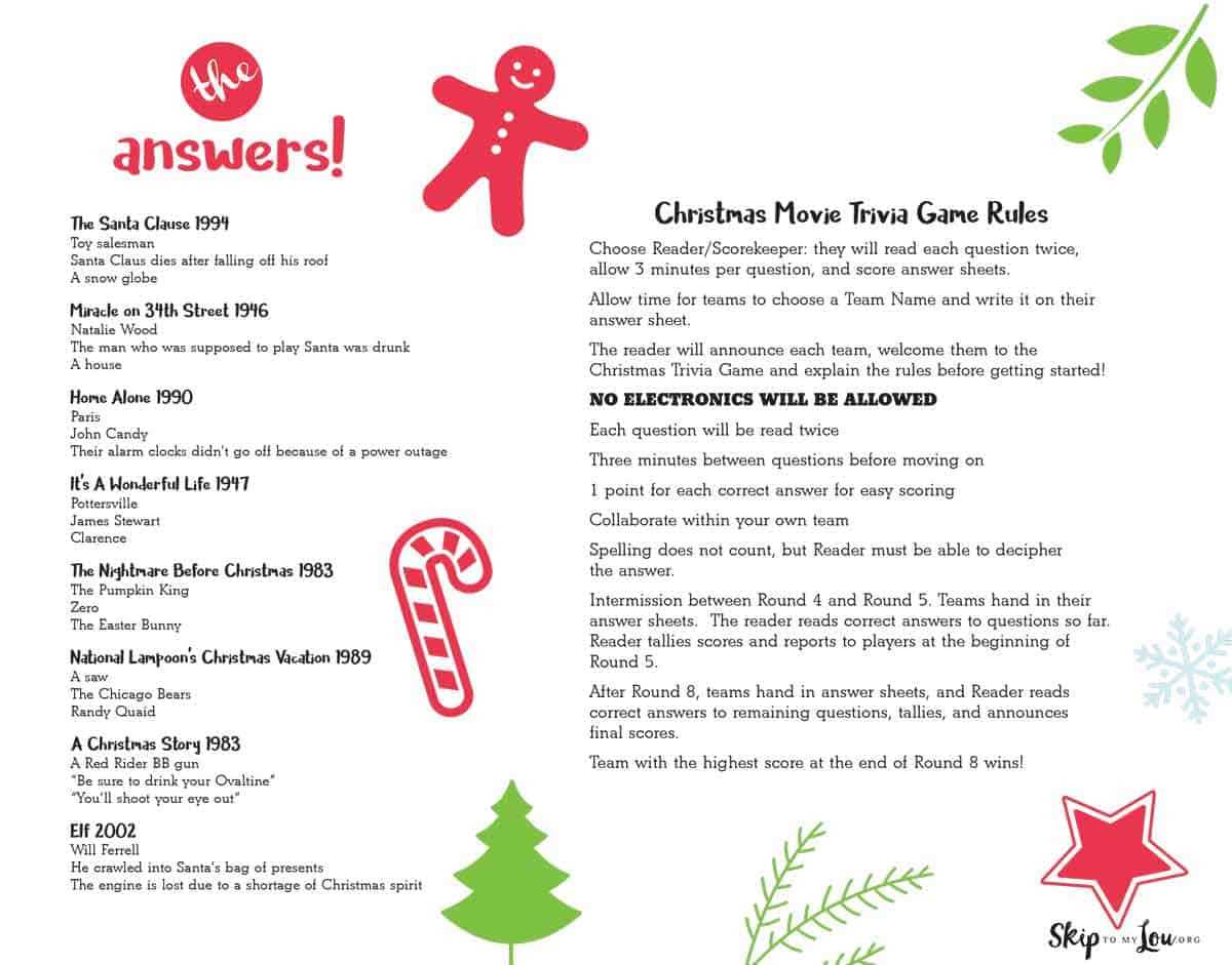 christmas movie trivia game printable