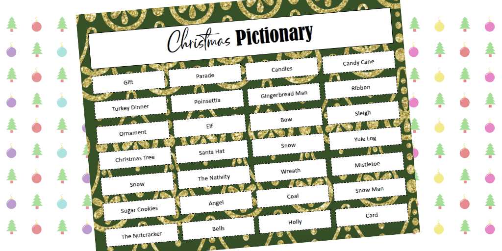 christmas pictionary words printable