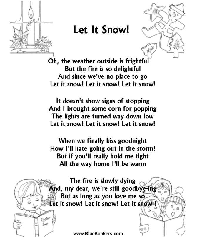 christmas songs and lyrics printable