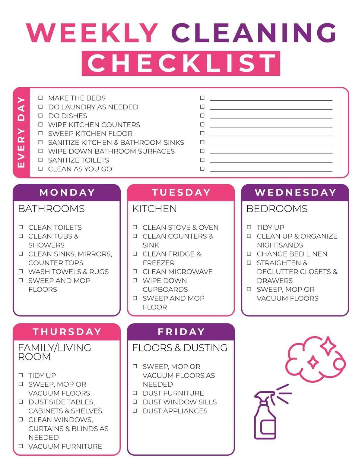 cleaning schedule free printable cleaning schedule free printable