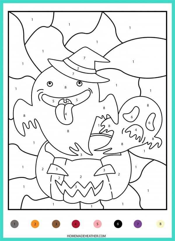 color by number halloween free printable