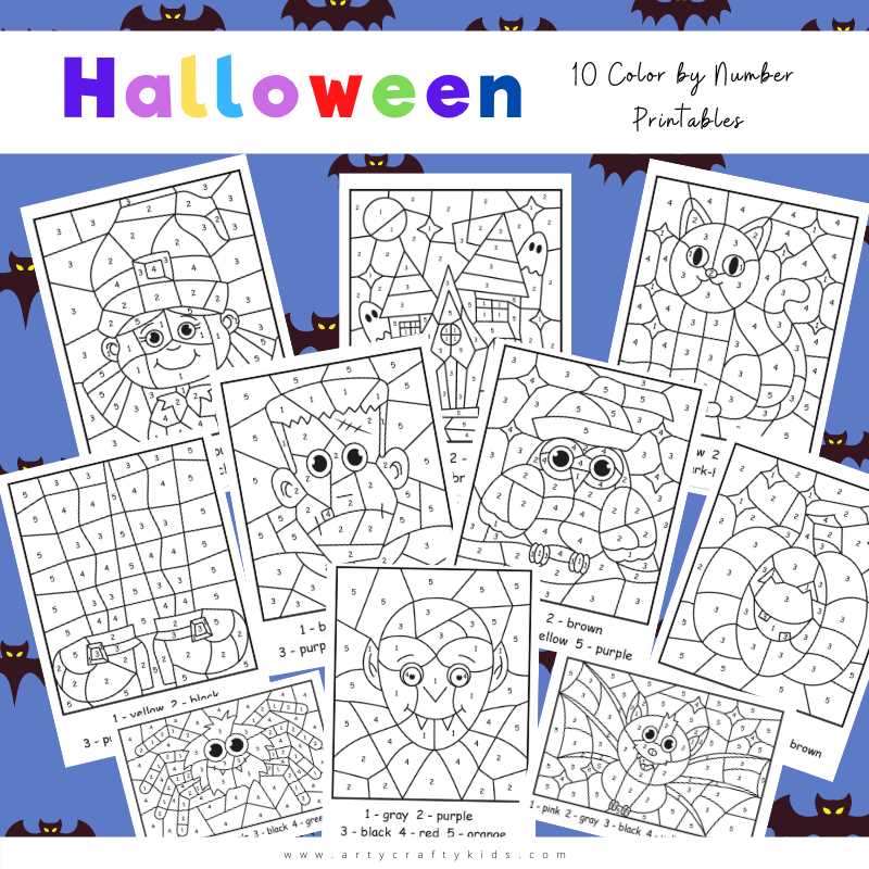 color by number halloween free printable