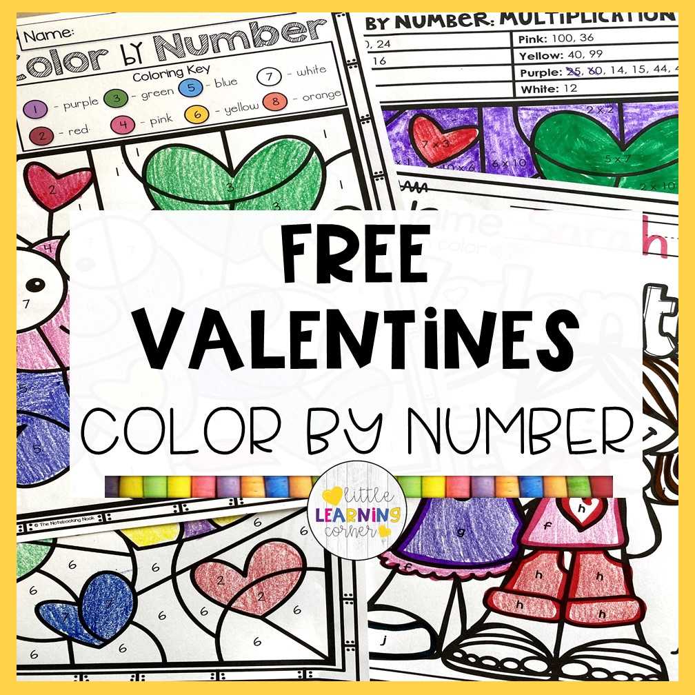 color by number valentine printables