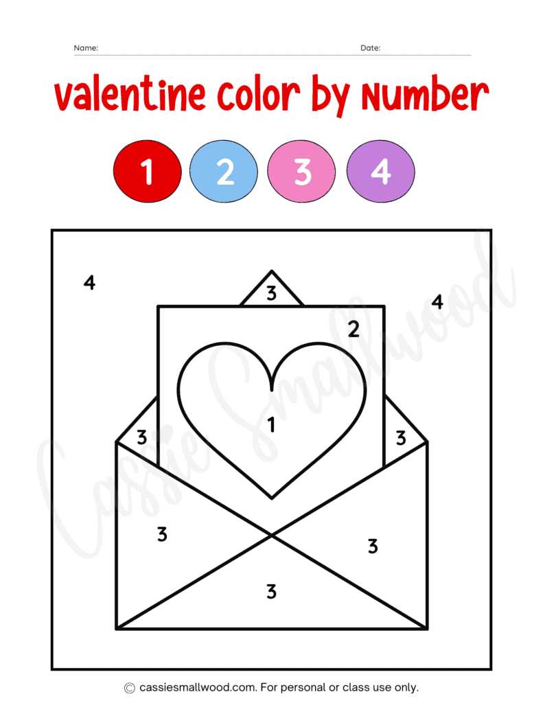 color by number valentine printables