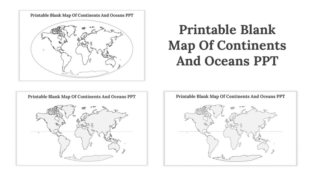continents and oceans blank map printable