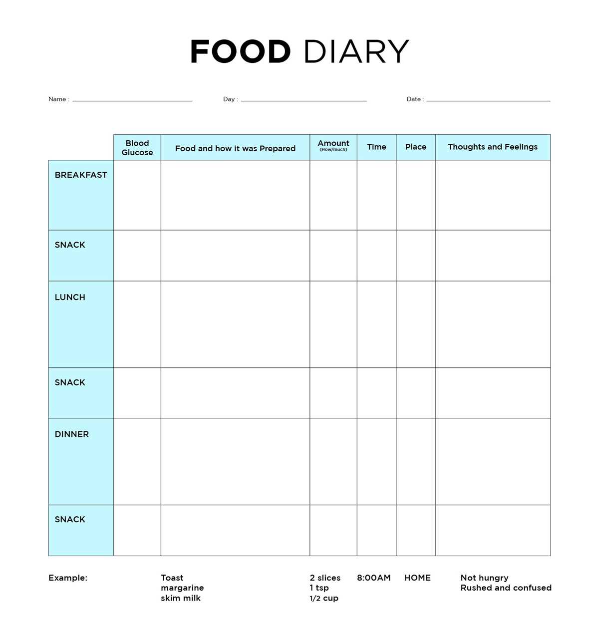diabetes diary printable
