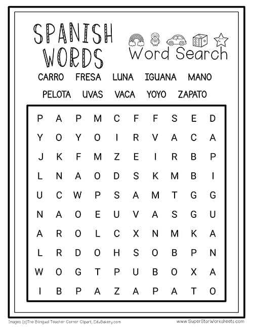 printable spanish word searches printable spanish word searches