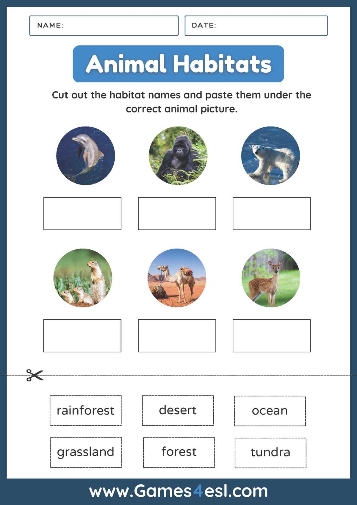animal habitat printables