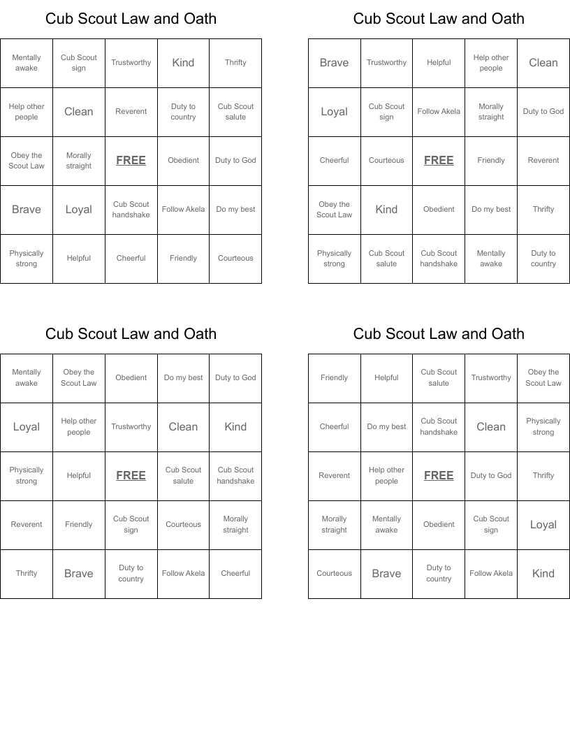 cub scout oath and law printable