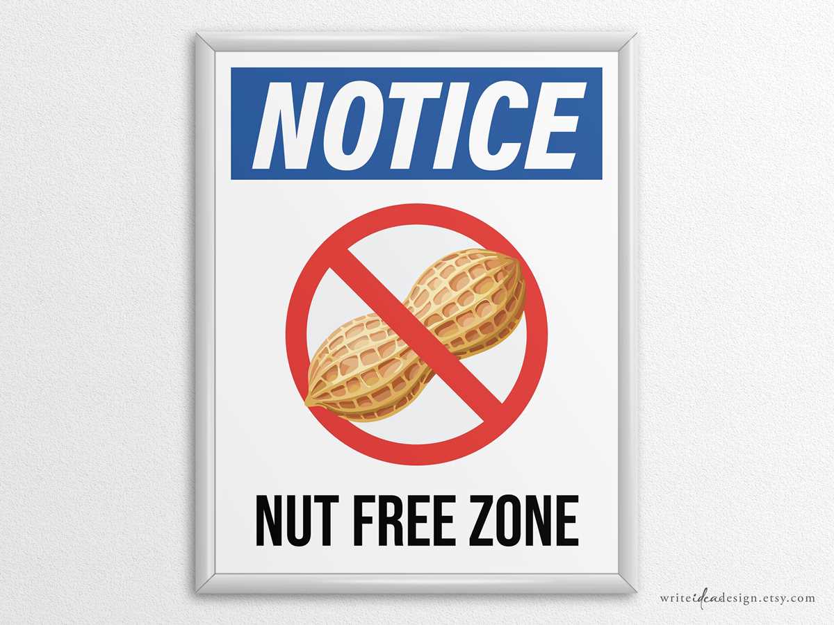 free printable nut free zone sign free printable nut free zone sign
