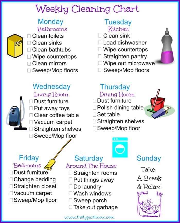 daily cleaning checklist printable