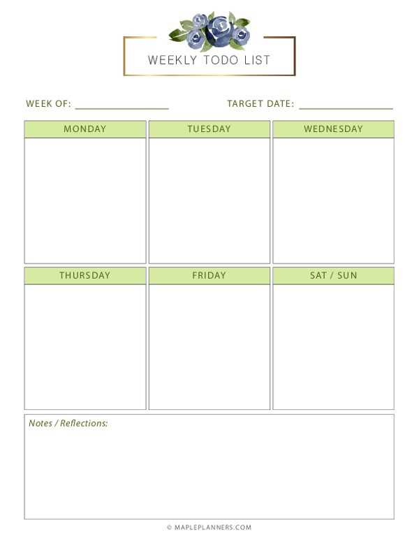 printable weekly to do list template