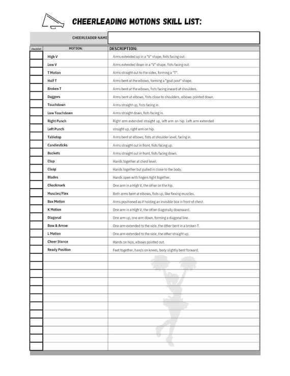 printable cheer motions printable cheer motions
