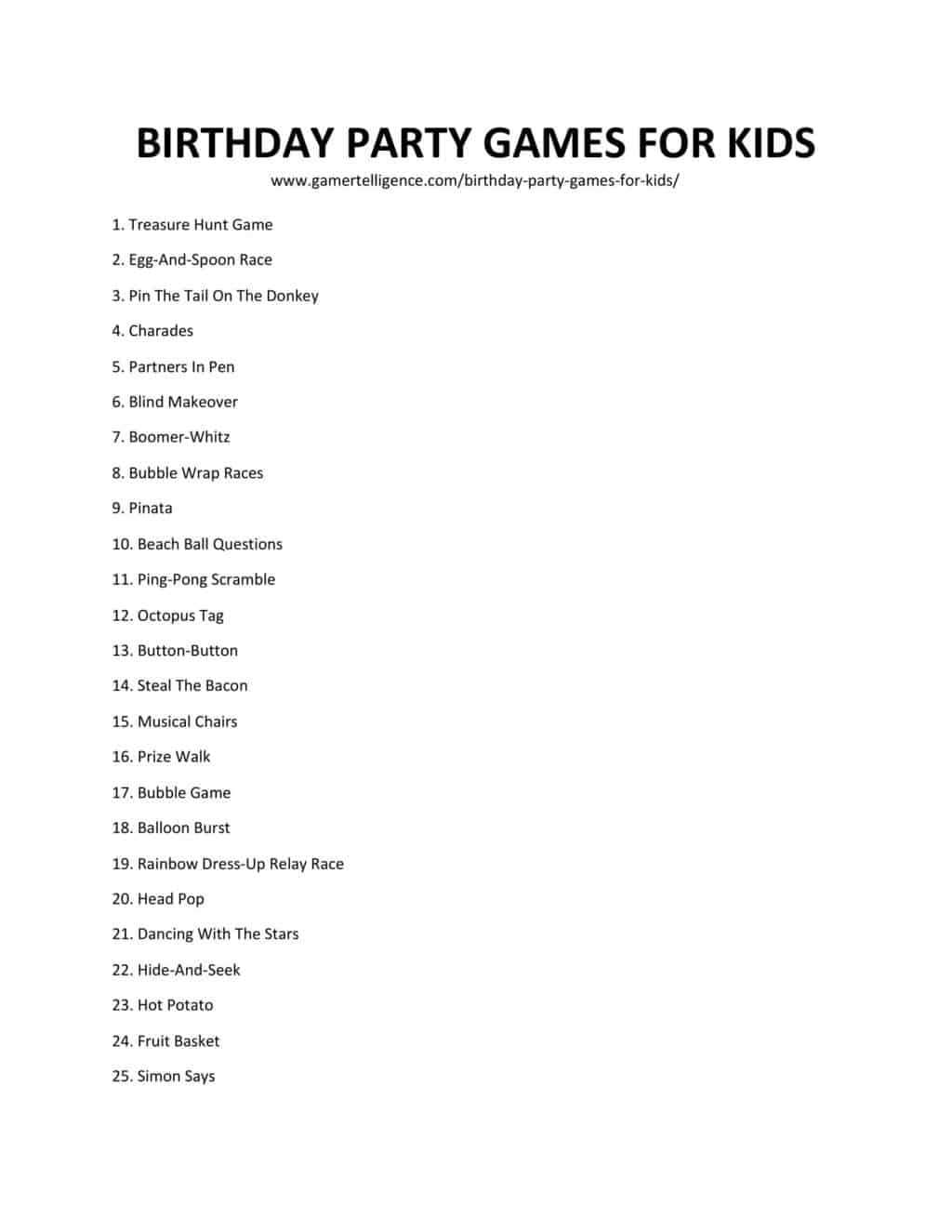 birthday party printable games