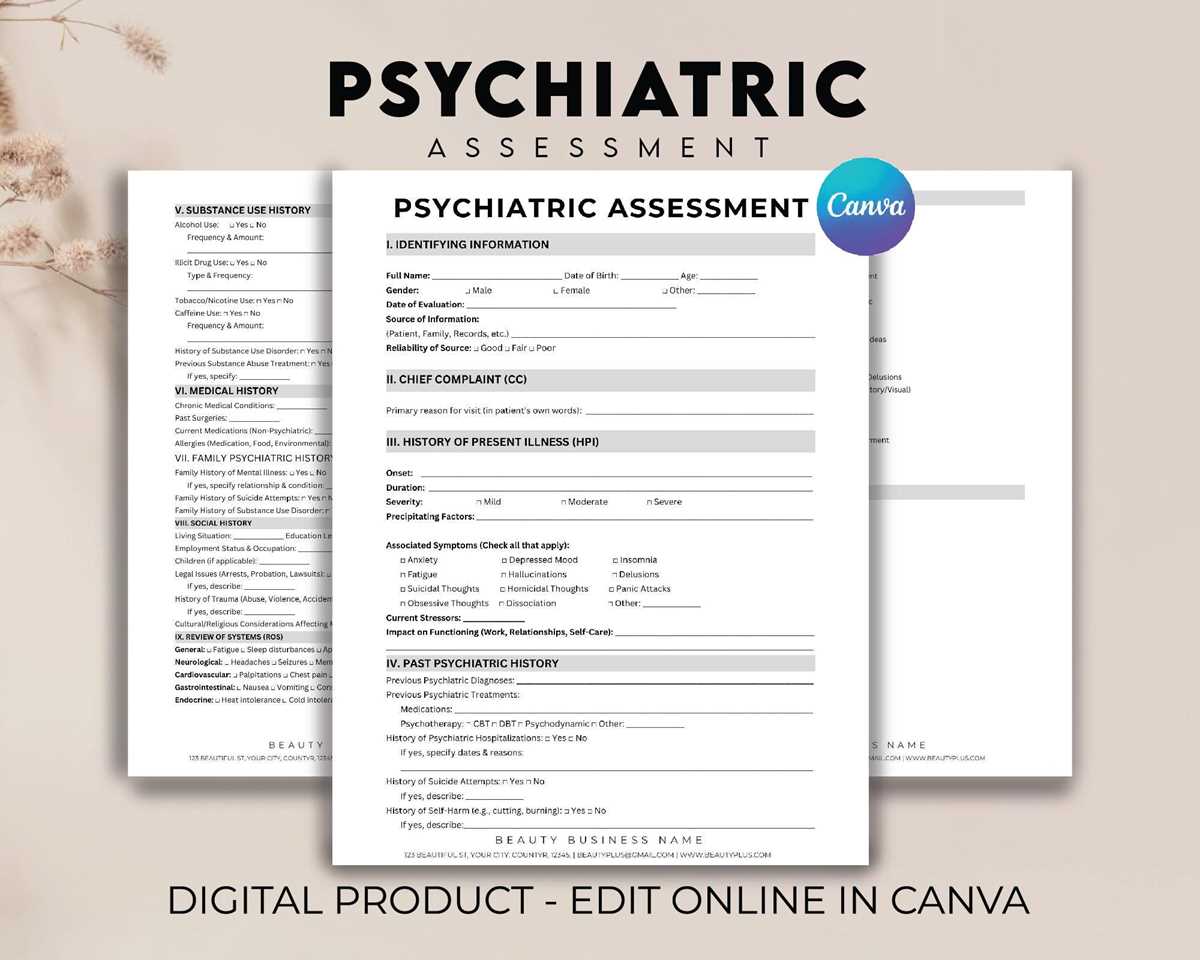printable psychiatric evaluation template