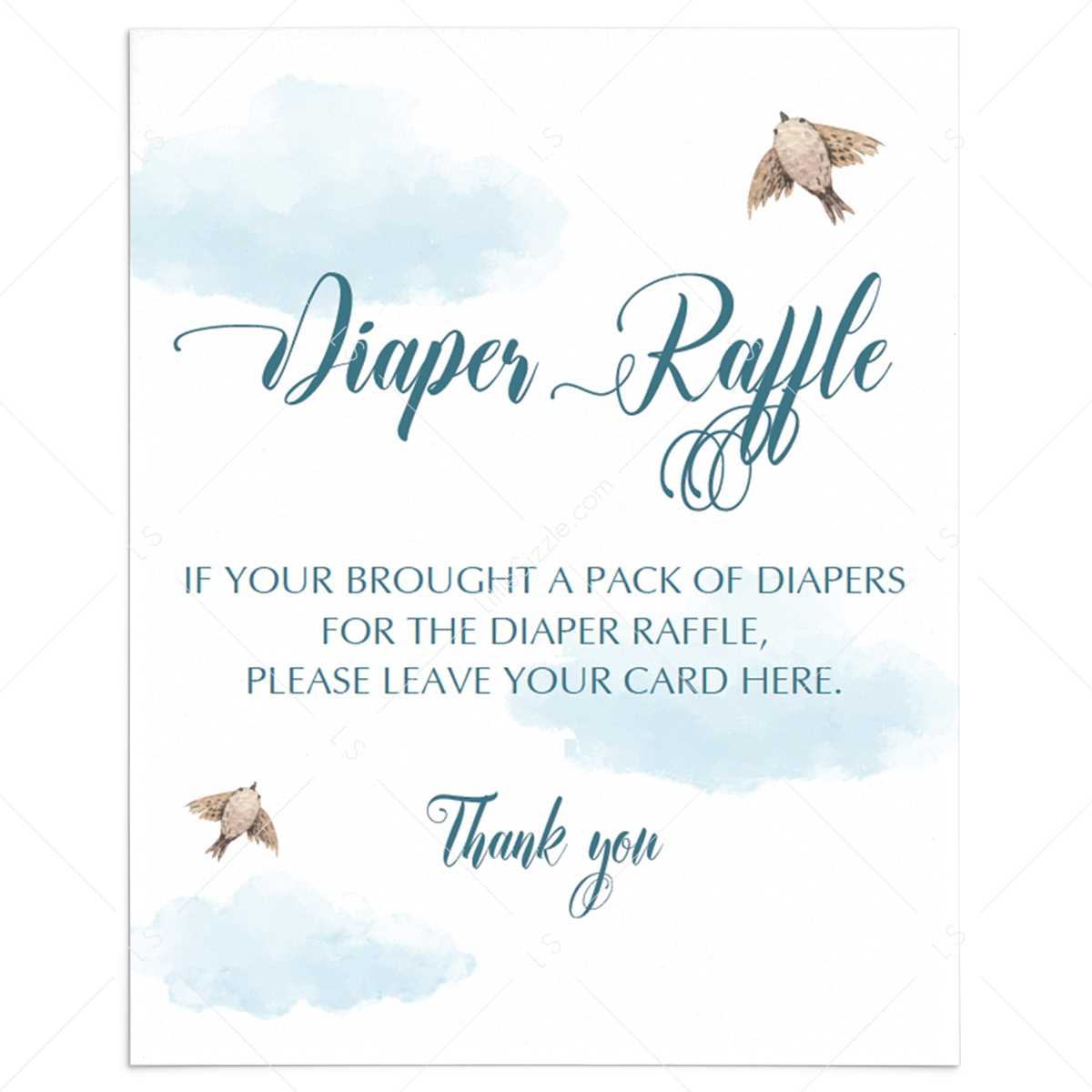 diaper raffle cards printable
