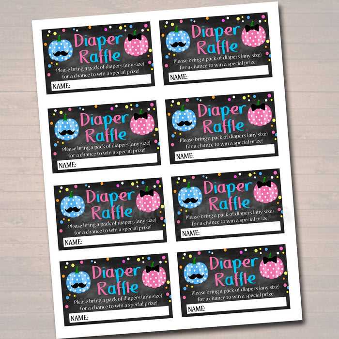 diaper raffle cards printable