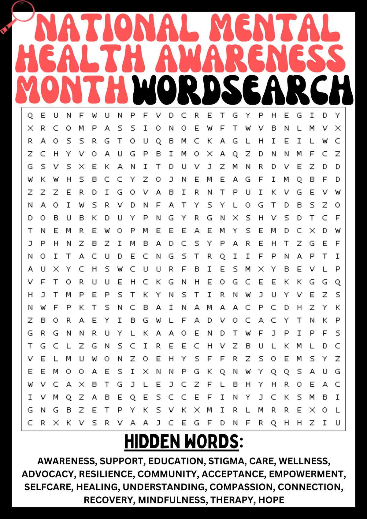 printable mental health word search printable mental health word search