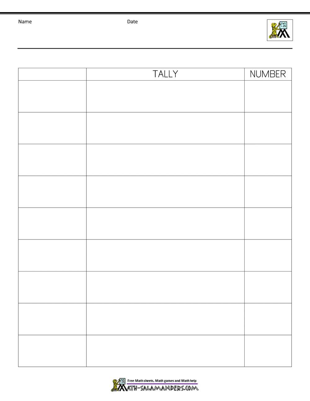 printable tally sheet template