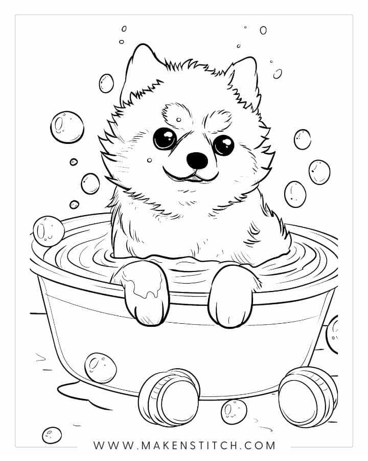 dog color pages printable
