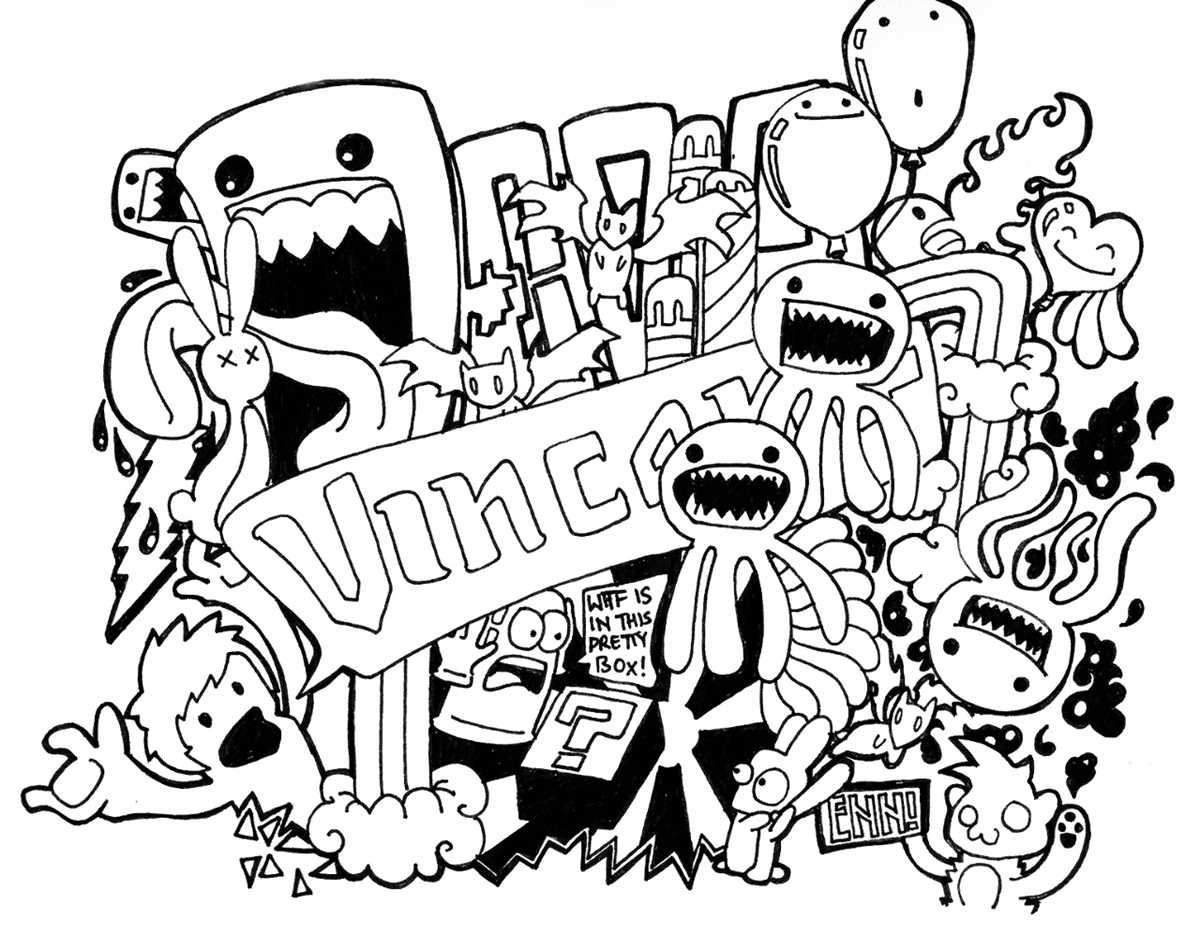 doodle art printable coloring pages