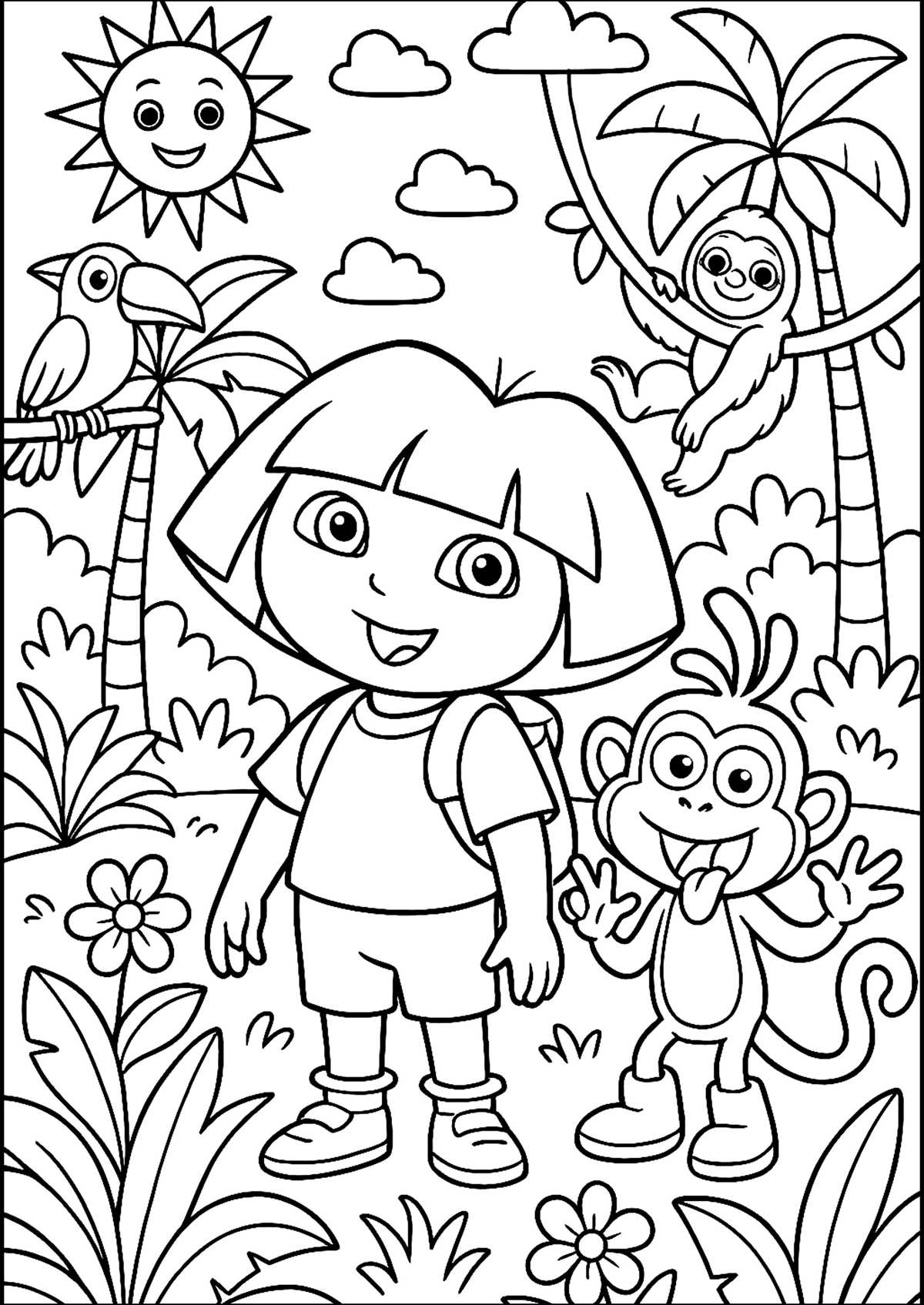 dora the explorer coloring pages printable