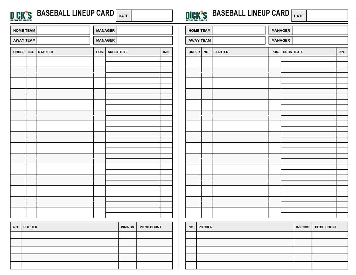 printable free baseball lineup card template excel printable free baseball lineup card template excel