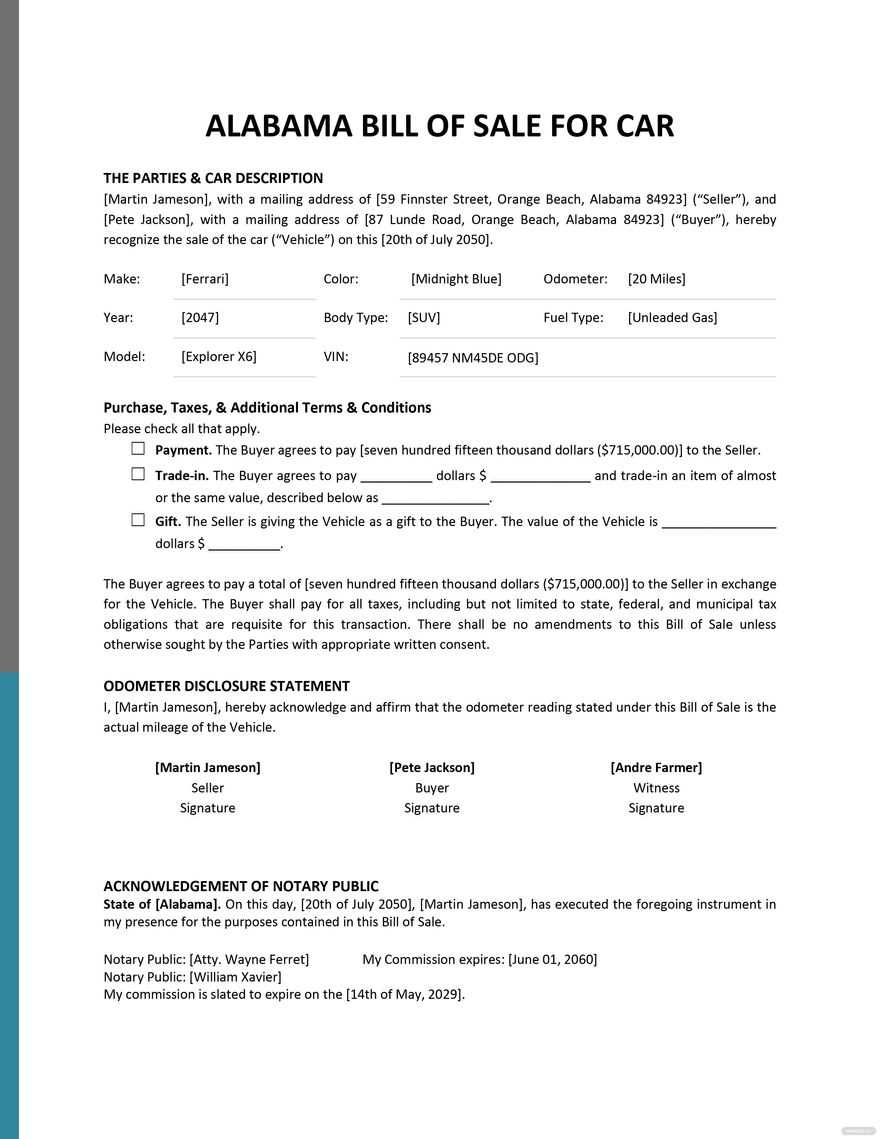 printable auto bill of sale alabama printable auto bill of sale alabama