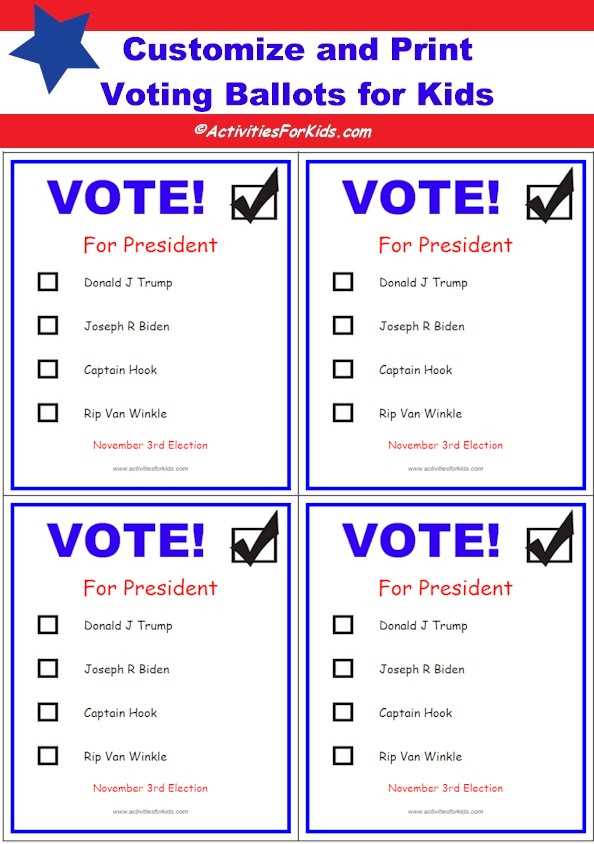 kids voting ballot printable kids voting ballot printable