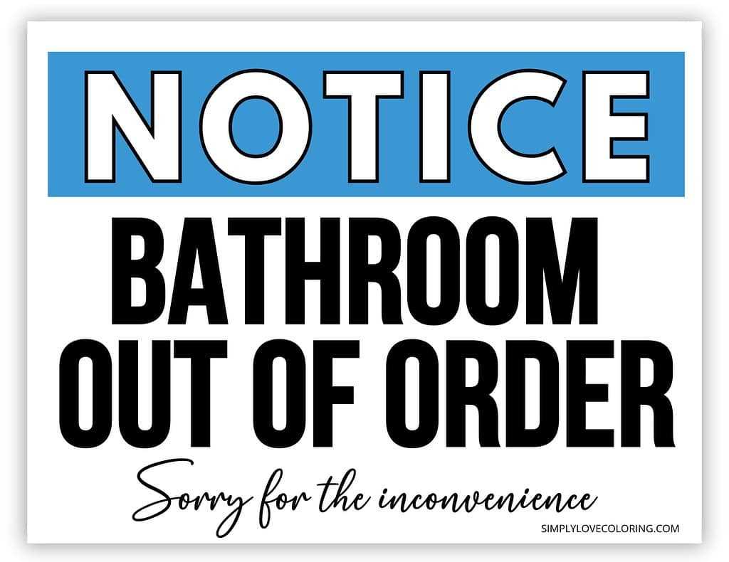 restroom out of order sign printable free