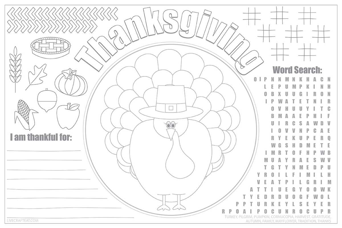 thanksgiving placemats coloring printables