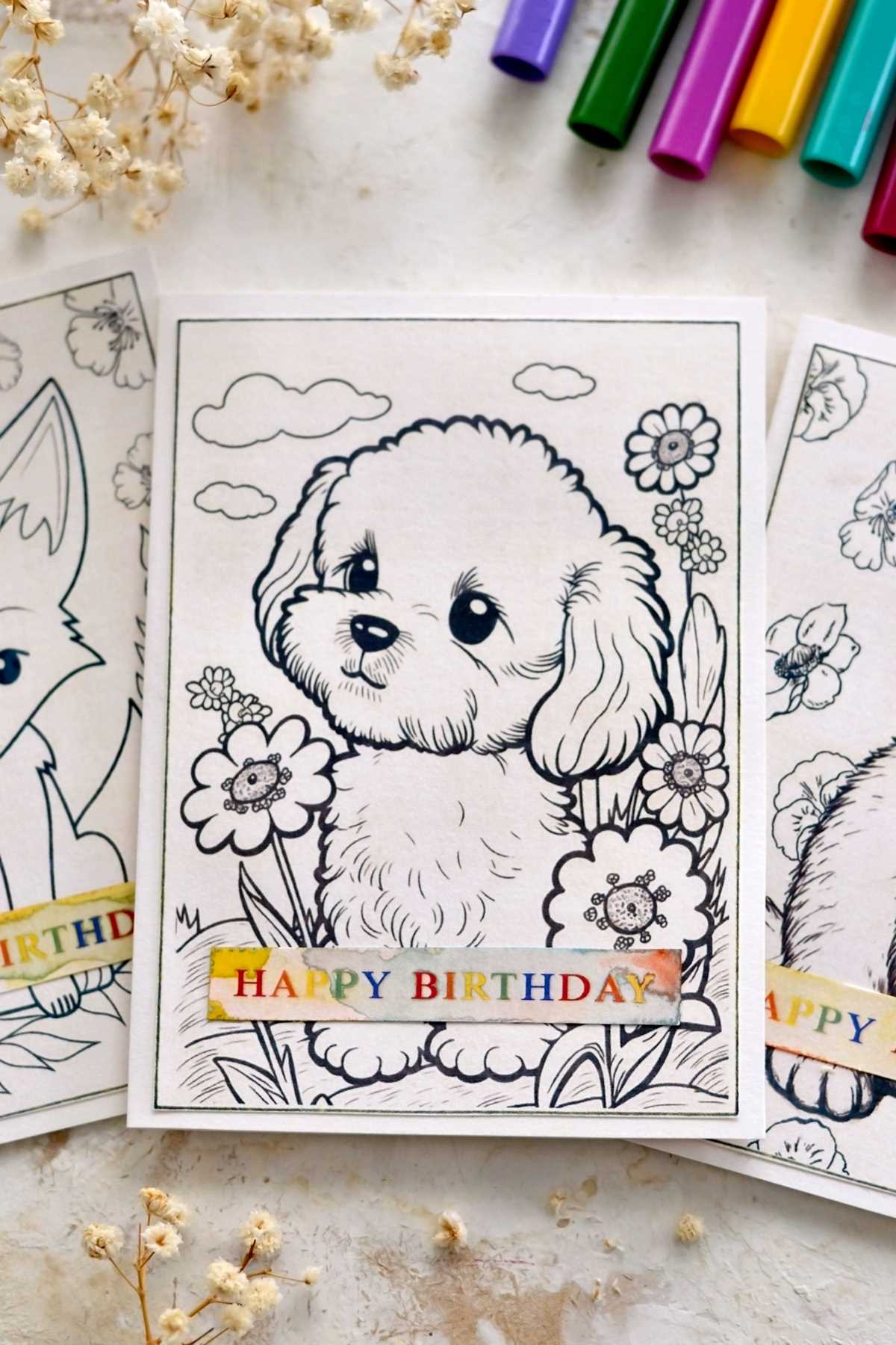 printable coloring birthday cards