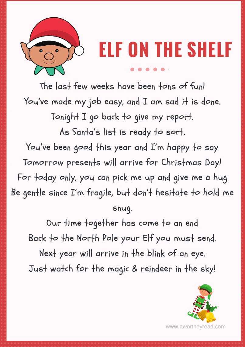 free printable editable elf on the shelf goodbye letter