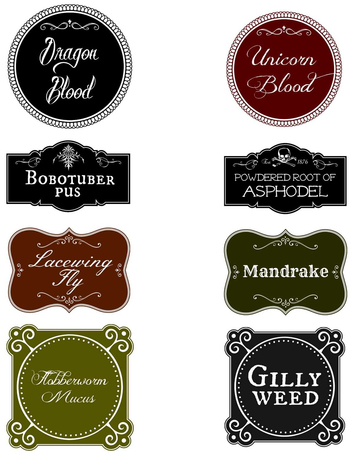 harry potter printable potion labels harry potter printable potion labels