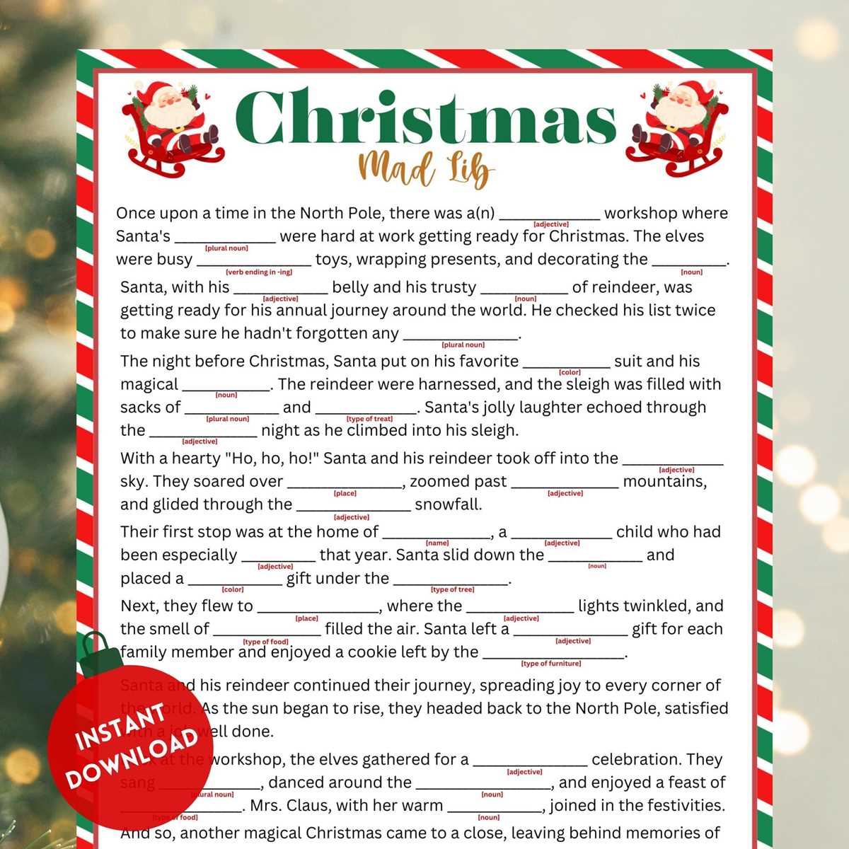 free printable mad libs christmas free printable mad libs christmas