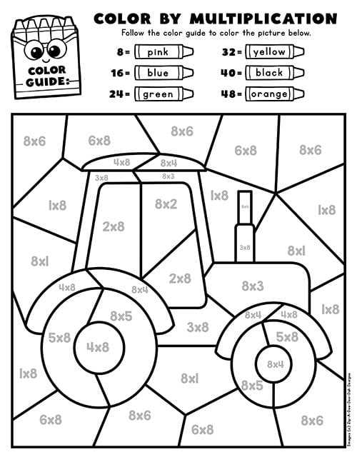 free printable multiplication colouring sheets