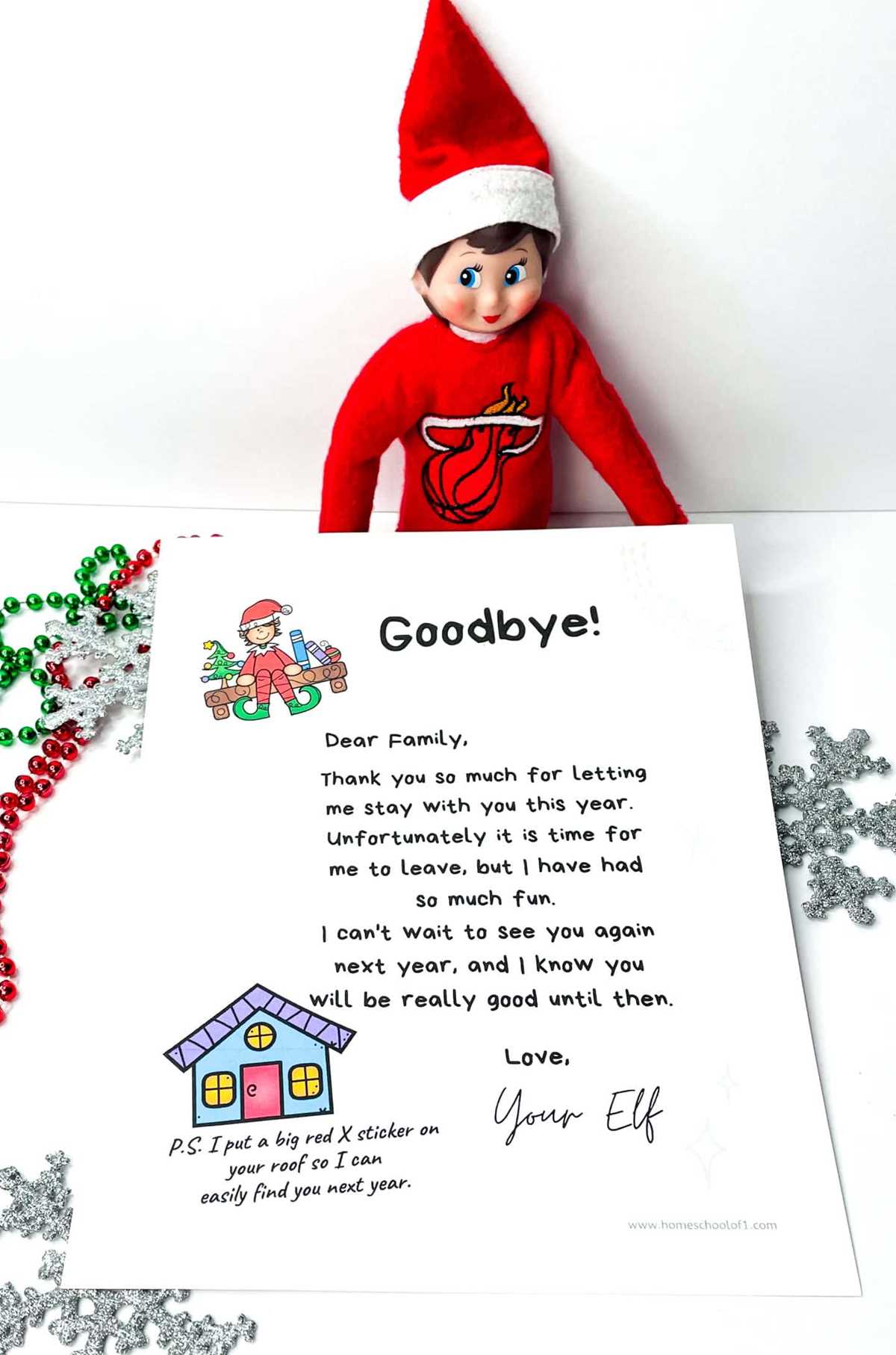 elf on the shelf goodbye letter printable