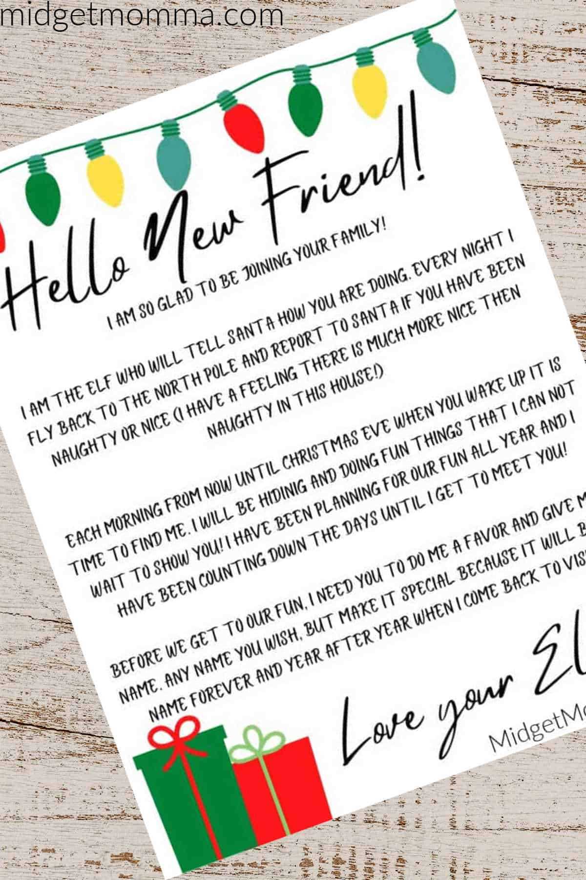 elf on the shelf letter free printable