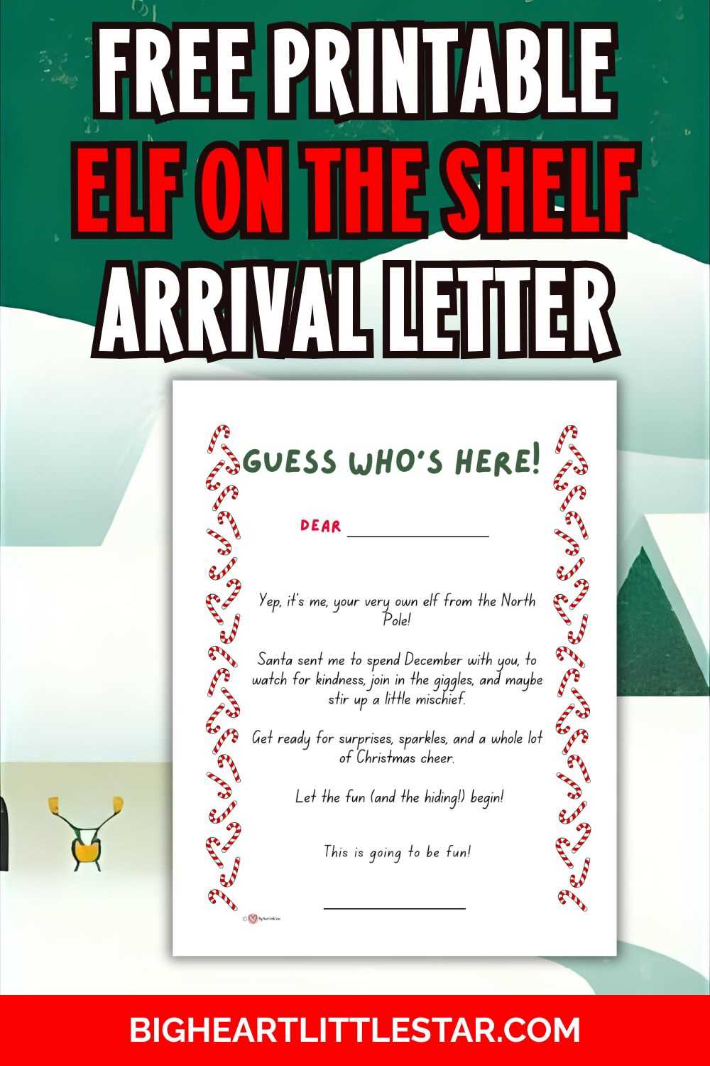 elf on the shelf letter free printable