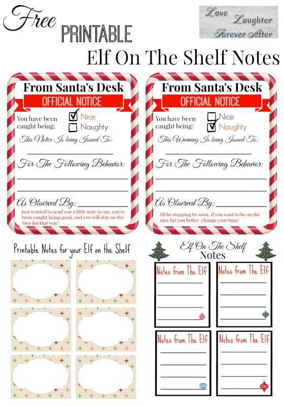 elf printable notes