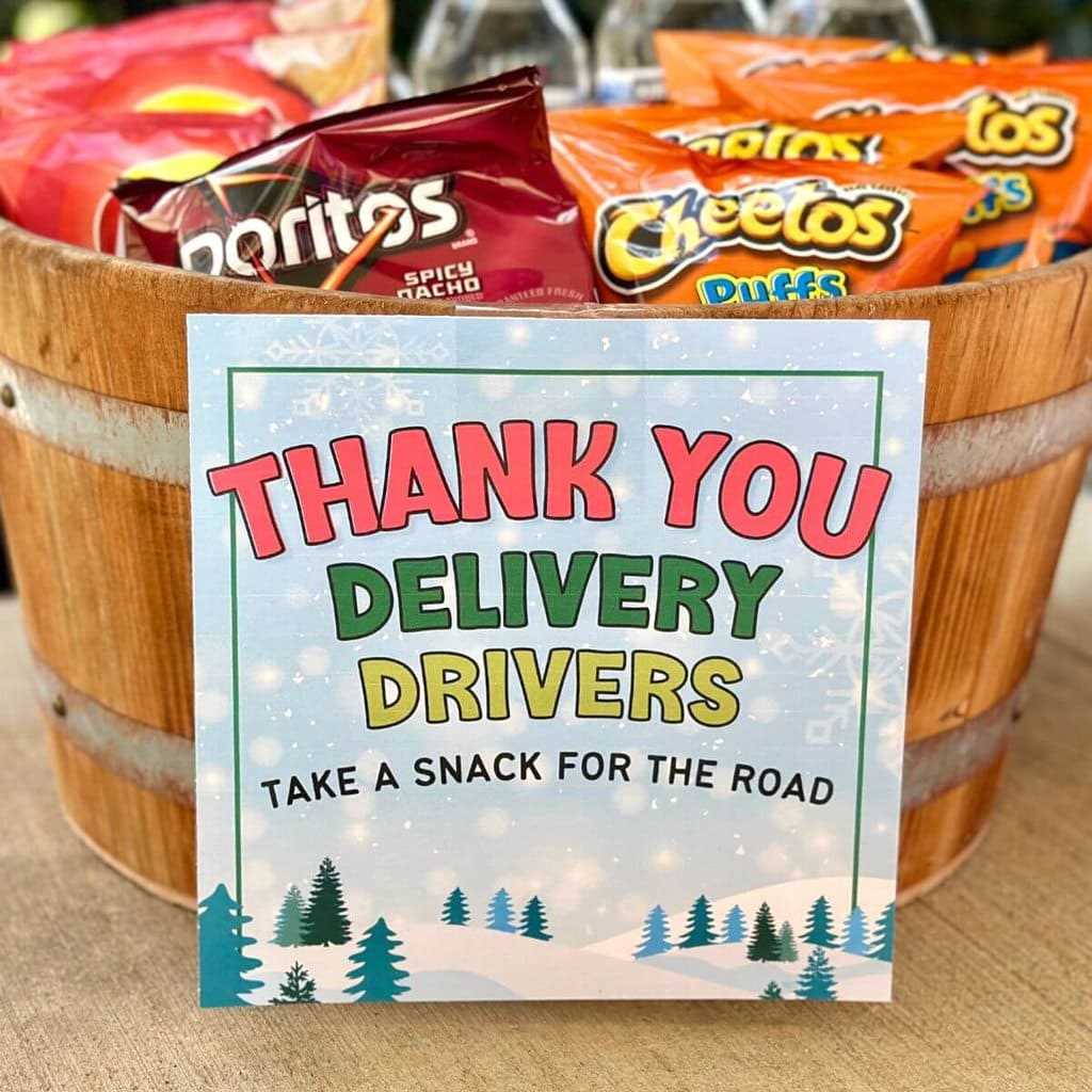 free printable delivery driver snack sign