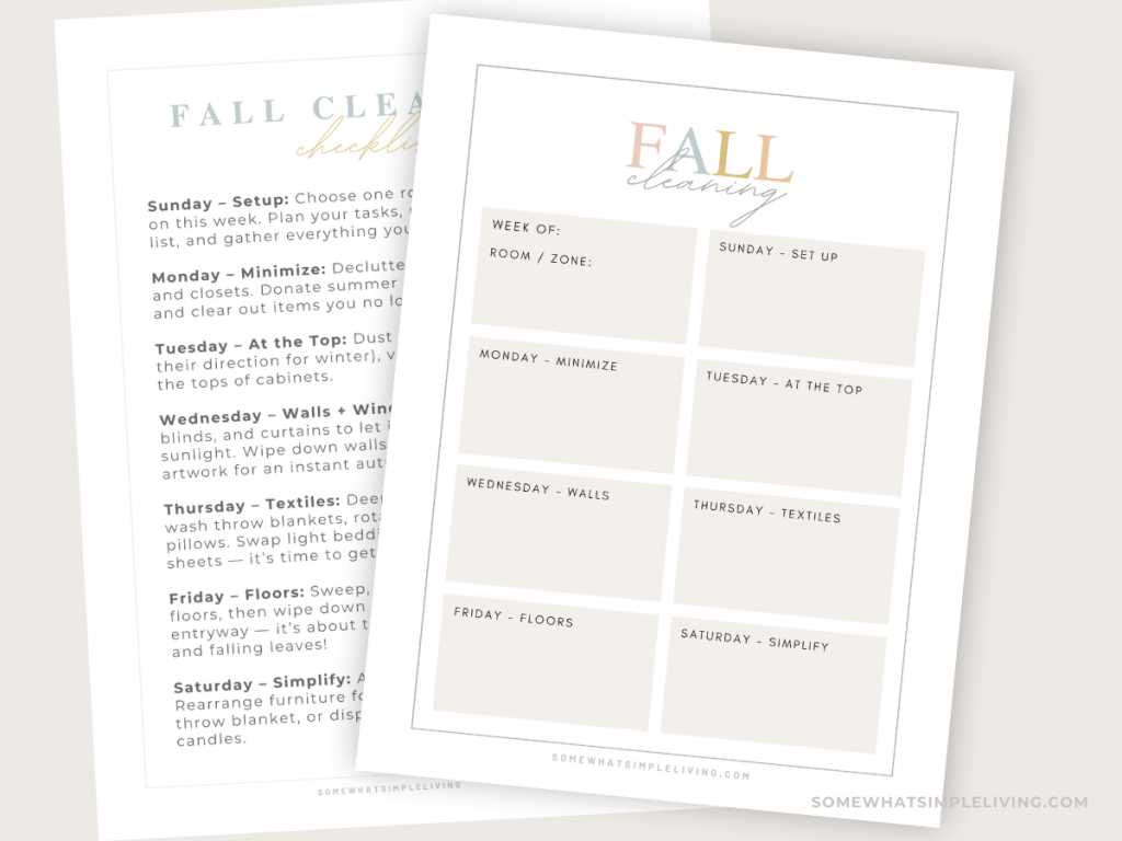 fall cleaning checklist printable fall cleaning checklist printable